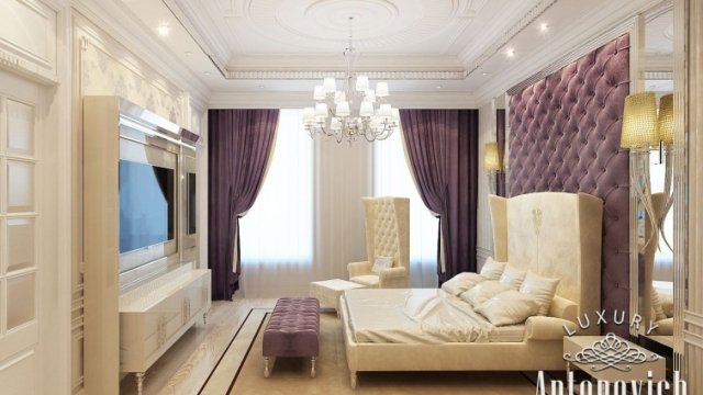 التصميم الداخلي الفاخر لغرفة النوم في دولة الإمارات العربية المتحدة