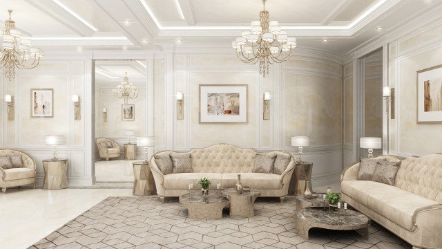 Modern luxury master bedroom design with marble and gold furnishings. Perfect example of sophisticated living.