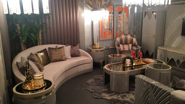 Luxury royal bedroom with gold details, modern furniture and unique wall design. A perfect place to relax and feel like a king.