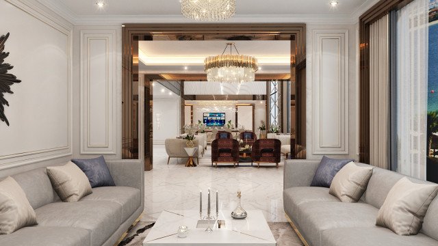 Luxury classical interior design featuring intricate details, ornate furniture, and elegant lighting to create a dreamy ambience.