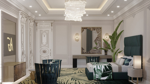 Marble's beauty is captivated in this luxurious white room of grandeur and sophistication.