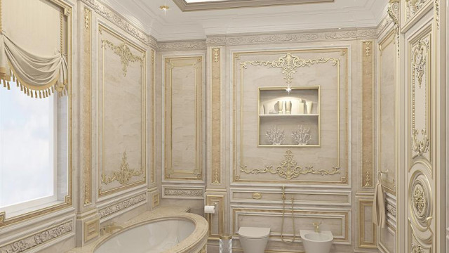 Modern luxury interior with fabulous white marble floor and elegant furniture by Antonovich Design, UAE.