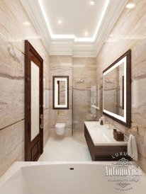 Design in gold, marble and natural stones creates harmony of luxury and comfort.