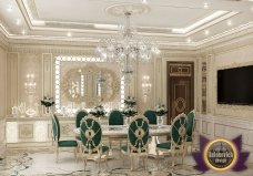 Elegant ceiling with unique artworks and lightening in classic style. Perfect solution for luxurious interiors.
