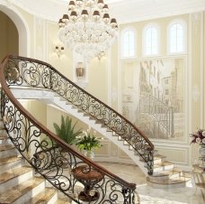 Luxurious luxury mansion with beautiful gold decor, rich fabrics, and modern furniture - ideal for those who desire high end.