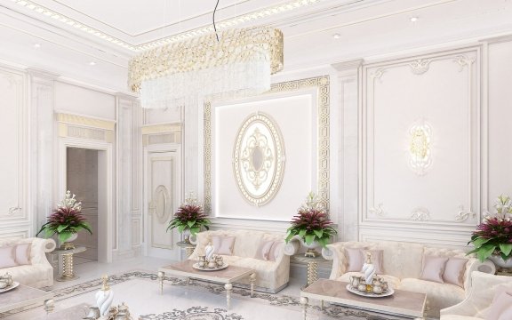 A luxurious white kitchen featuring classic marble detail, complemented with gold fixture accents for a stunning touch of elegance.