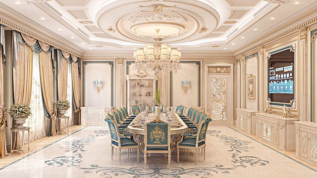 Big villa dining room interior