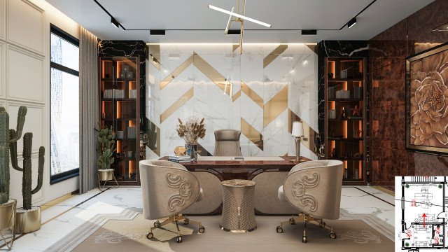 Роскошный дизайн офиса в Дубае