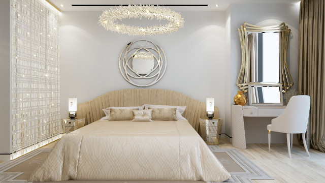 Дизайн светло-кремовой спальни
