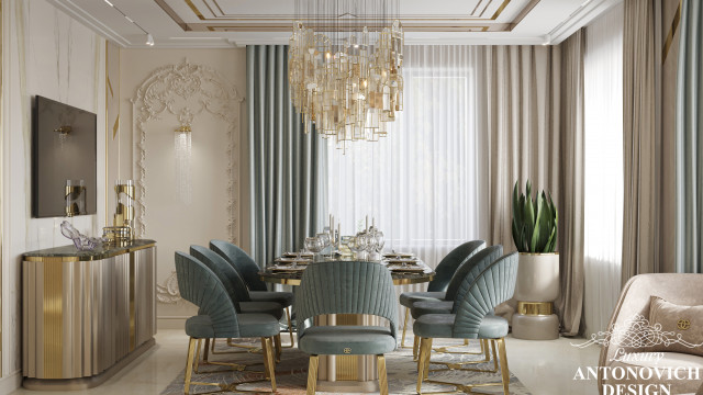 Элегантный дизайн столовой для квартиры в Дубае