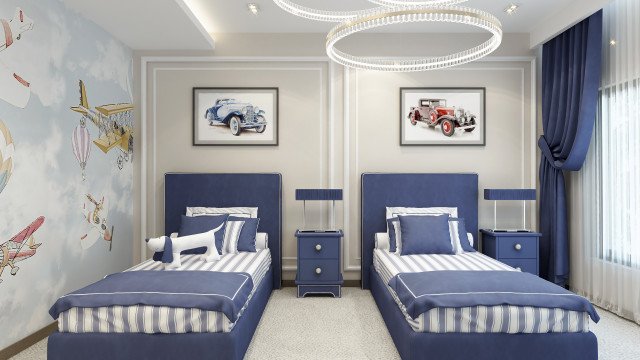 تصميم غرفة نوم الأطفال المريح للبنين