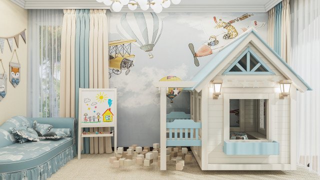Комфортный дизайн детской игровой комнаты