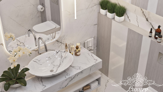 Современный дизайн роскошной ванной комнаты