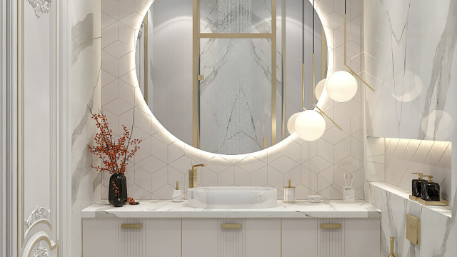 Стильная идея дизайна ванной комнаты