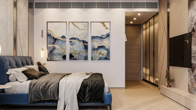 تصميم داخلي لغرفة النوم ذات اللون البني العصري
