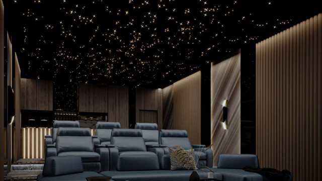 Домашний кинотеатр с просторным дизайном для создания захватывающего интерьера