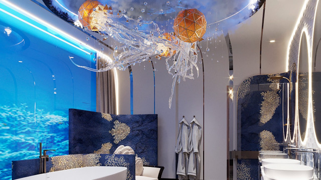 Дизайн интерьера ванной комнаты под водой